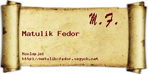 Matulik Fedor névjegykártya